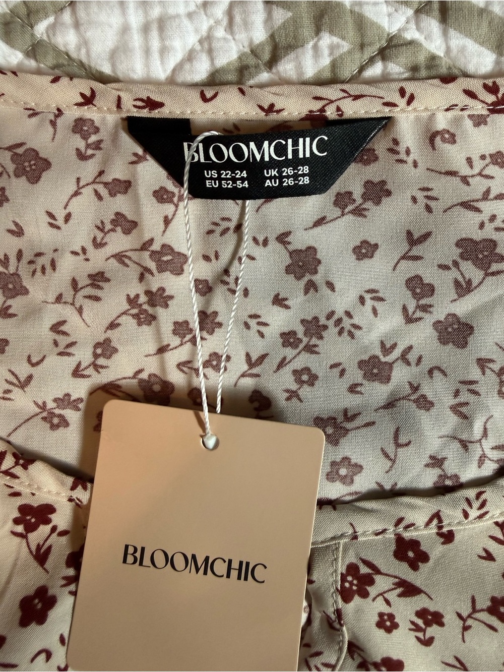 BloomChic Cream Blouse with Burgundy Floral Print